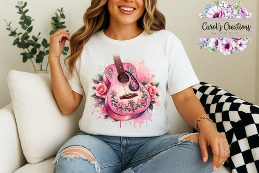 Cowgirl Pink Floral Guitar Adult