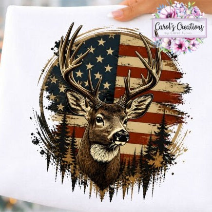 USA Flag Deer Adult