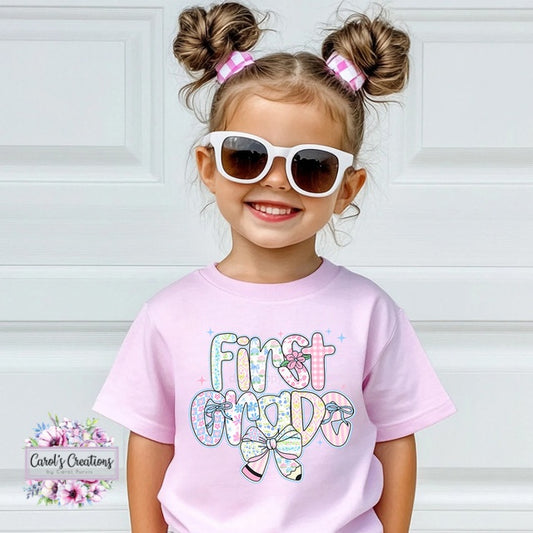 Back To School Patterned Bow Kids