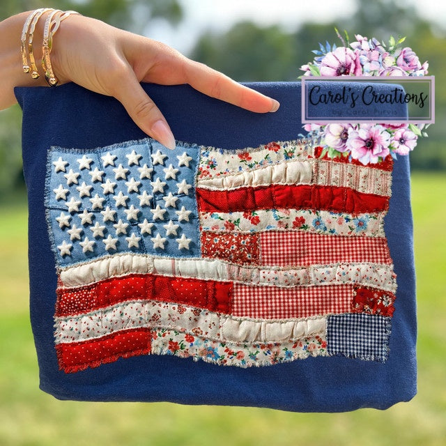 Faux Patchwork USA Flag Adult