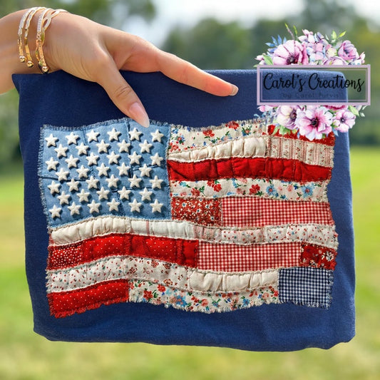 Faux Patchwork USA Flag Adult