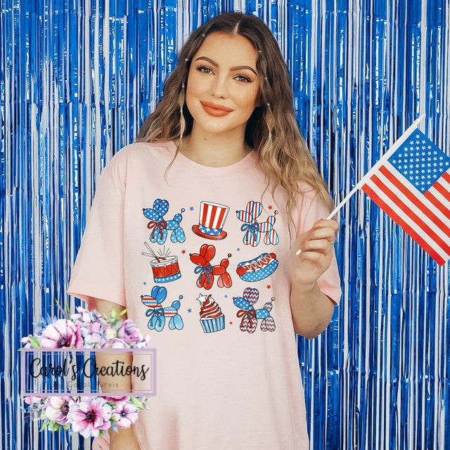 Retro Patriotic Balloon Dog Collage Adult