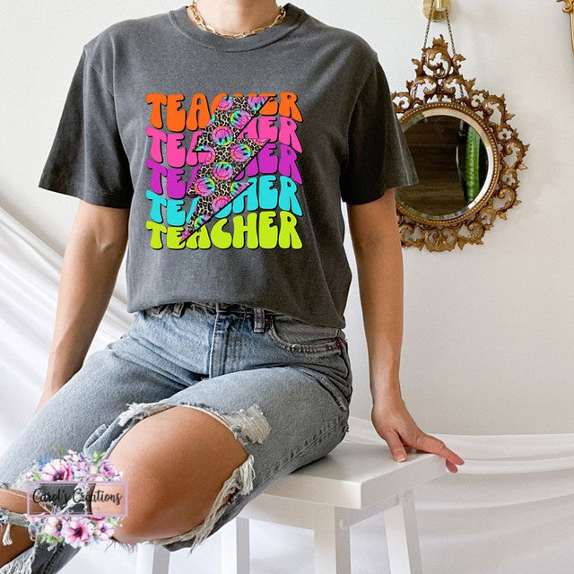 Teacher Neon Lightening Bolt Adult